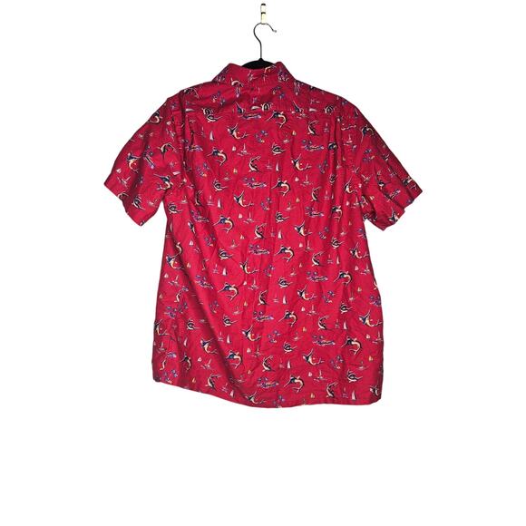 Ralph Lauren L Classic Fit Red Button Up Short Sleeve Hawaiian Fish Swordfish - Picture 2 of 4